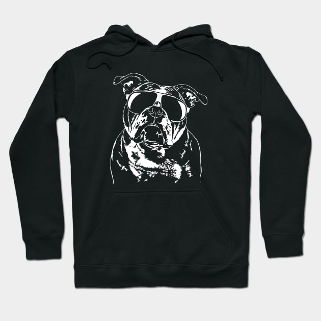 Cool Old English Bulldog with sunglasses Hoodie by wilsigns